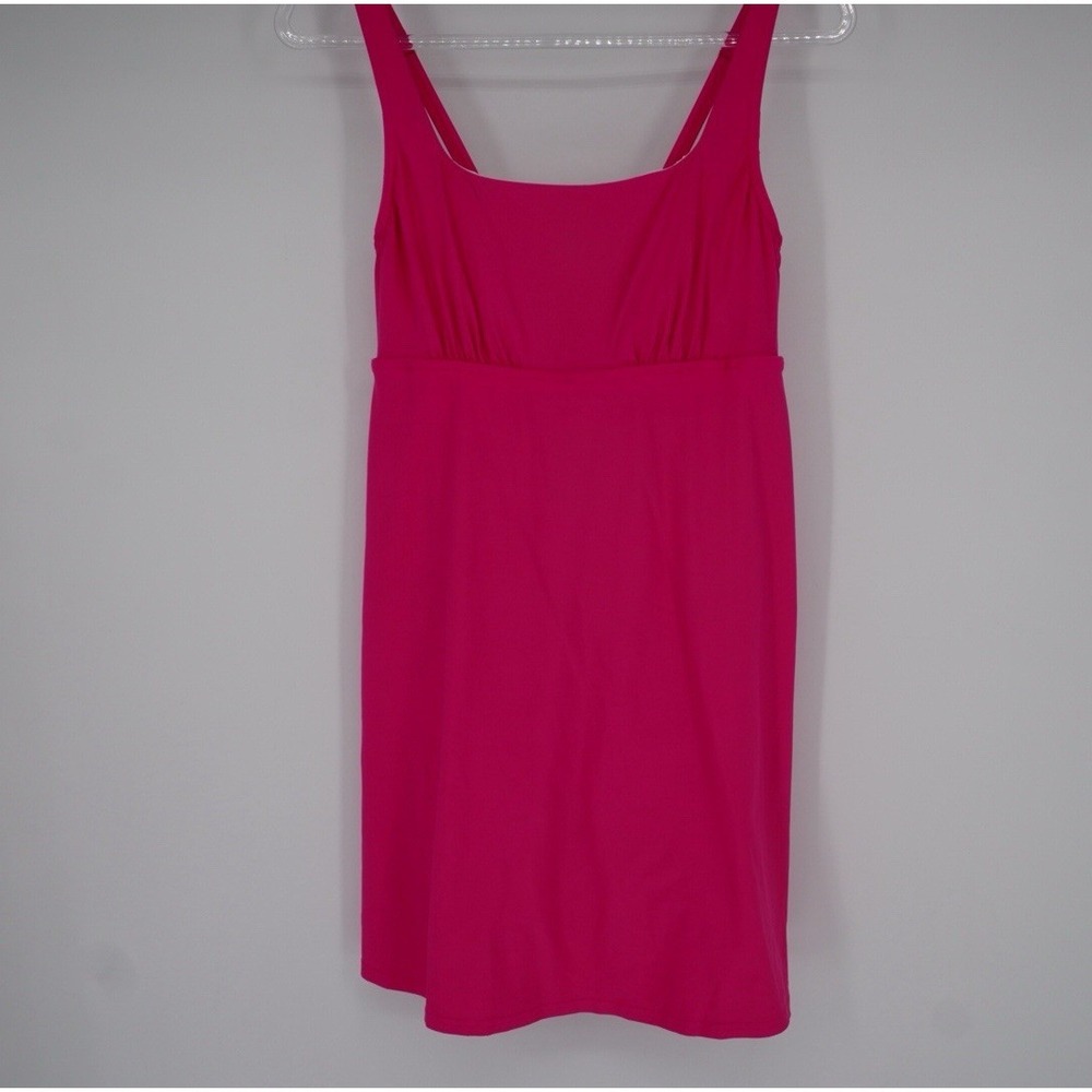Lands End Womens Tummy Control Square Neck Swim Dress Attached Shorts Size 8